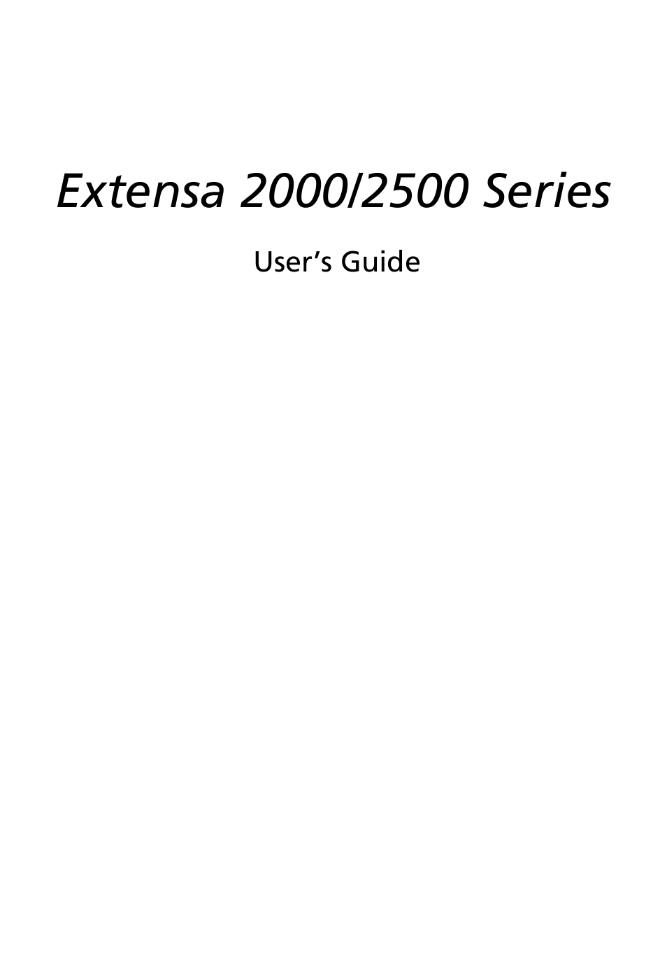 Acer 2500 Series User Manual | 98 pages