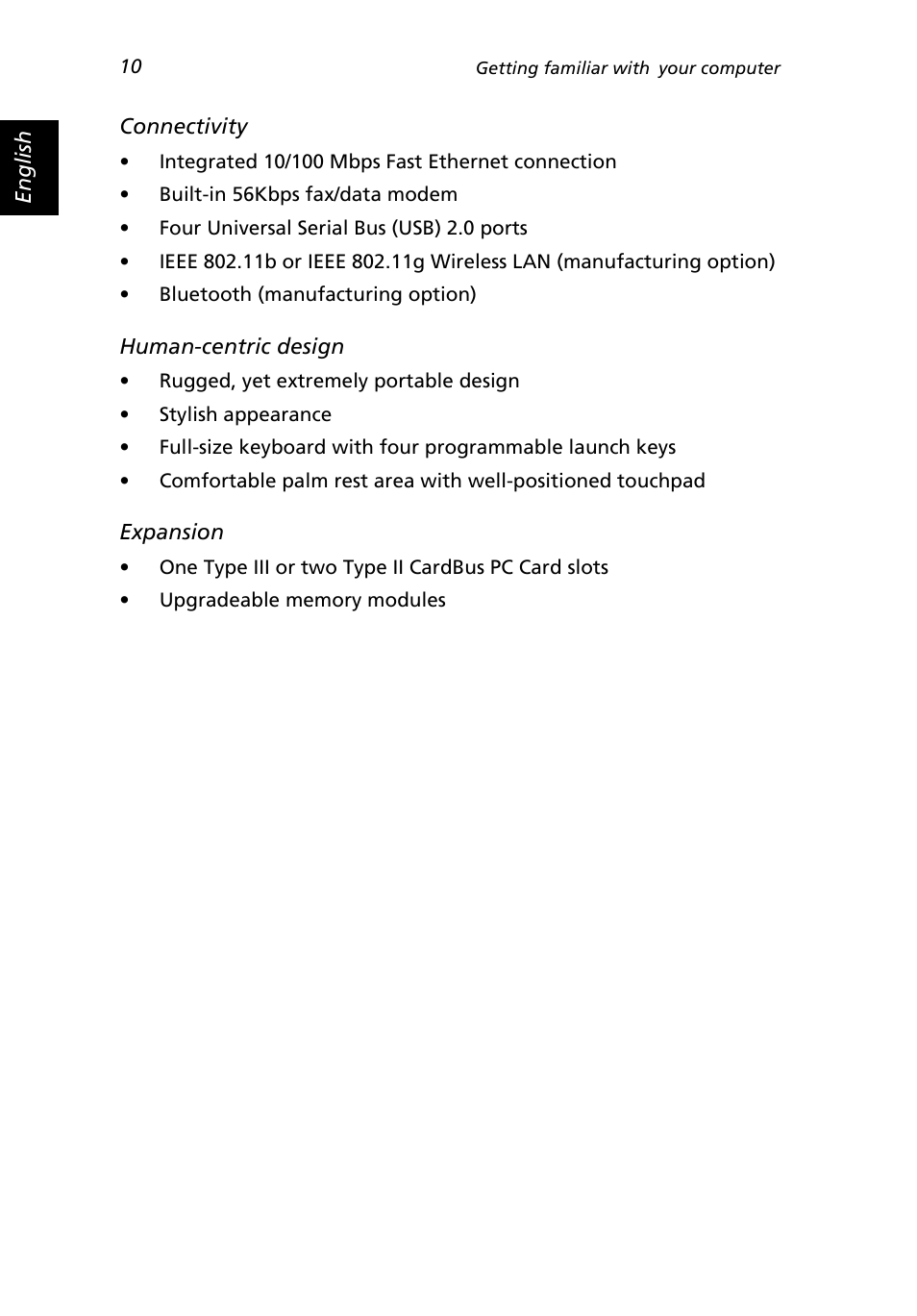 Acer 2500 Series User Manual | Page 20 / 98