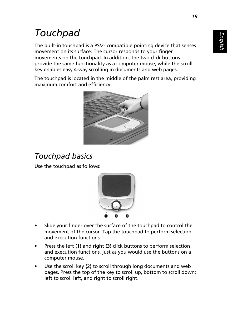 Touchpad, Touchpad basics | Acer 2500 Series User Manual | Page 29 / 98