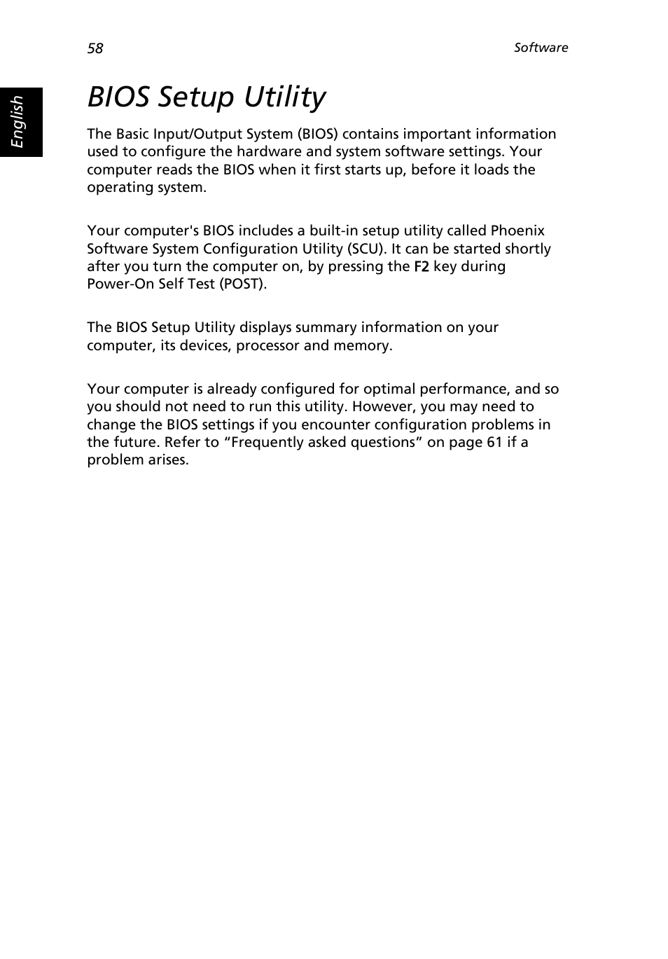 Bios setup utility | Acer 2500 Series User Manual | Page 68 / 98