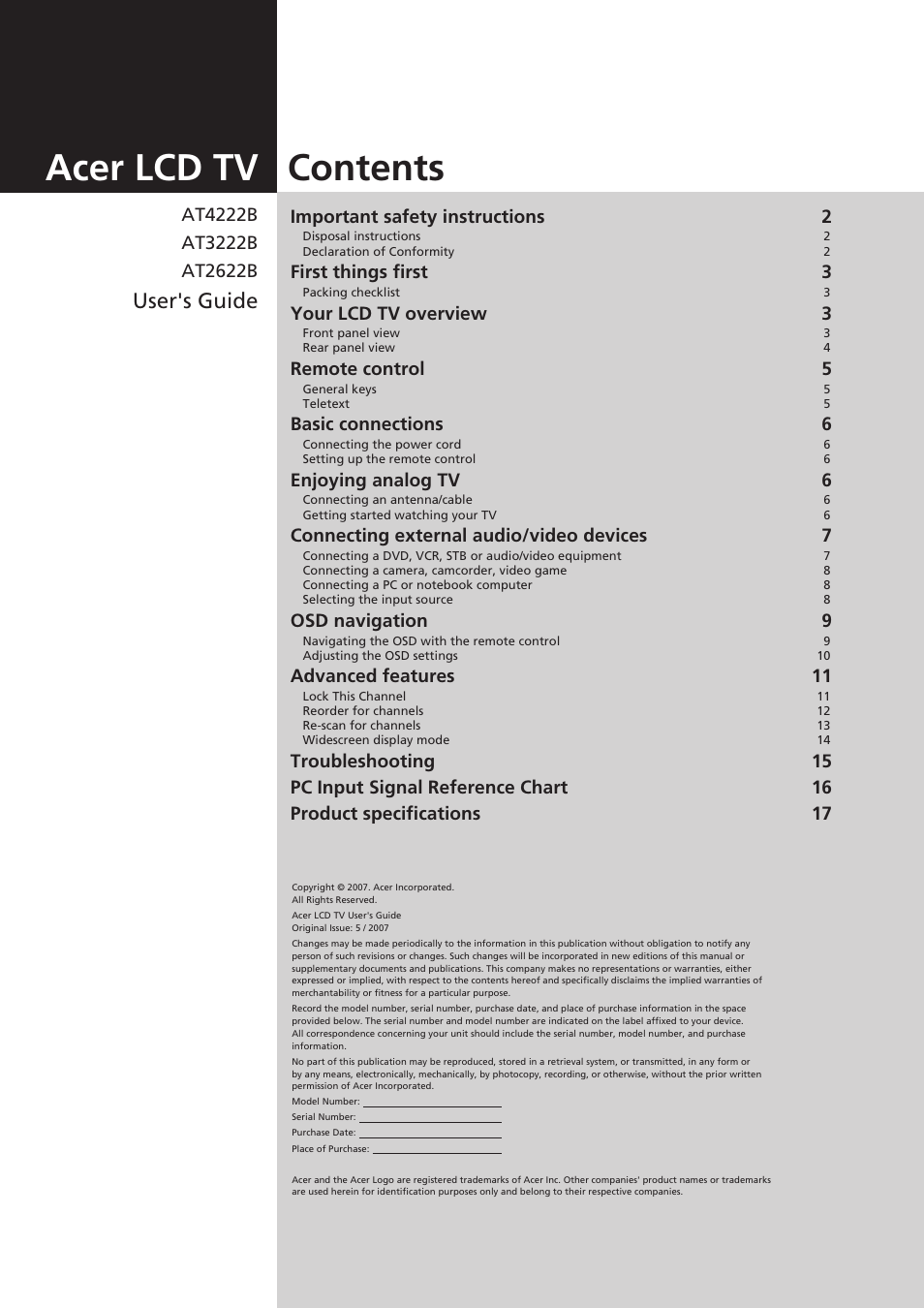 Acer AT4222B User Manual | 17 pages