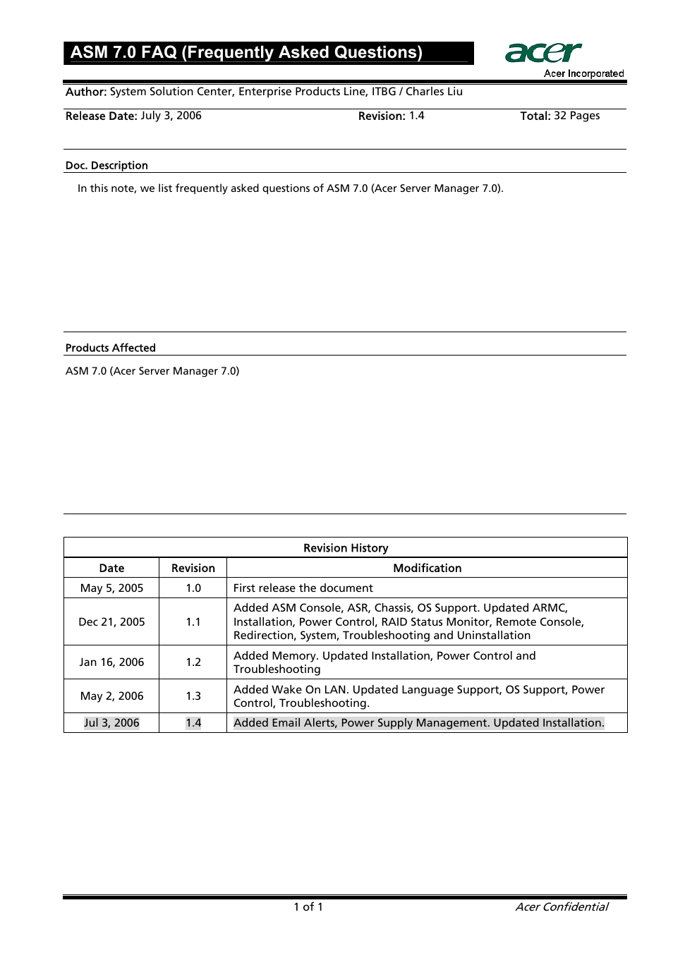 Acer ASM 7 User Manual | 32 pages