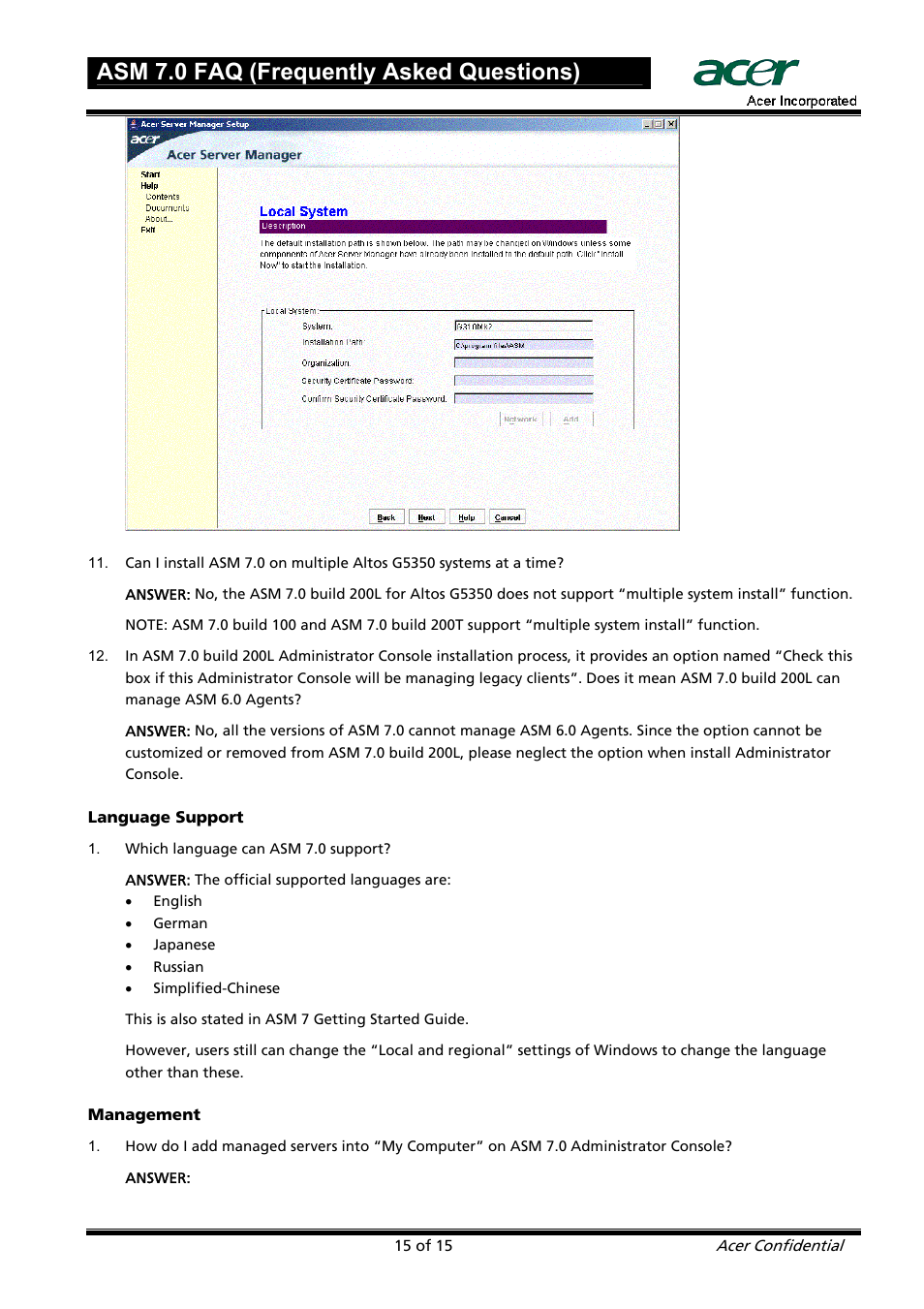 Asm 7.0 faq (frequently asked questions) | Acer ASM 7 User Manual | Page 15 / 32