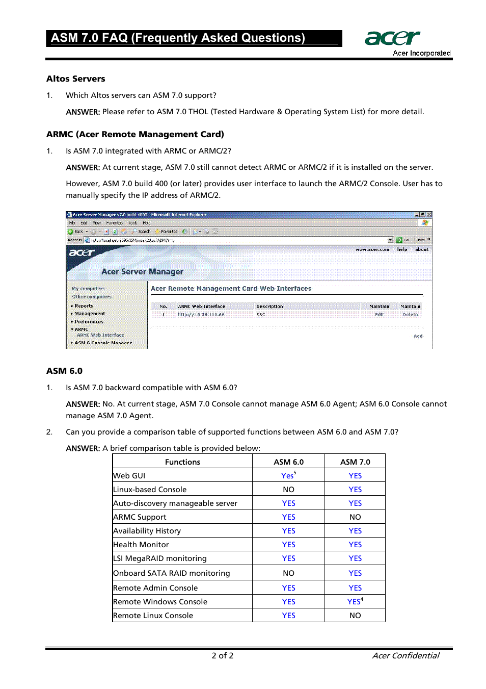 Asm 7.0 faq (frequently asked questions) | Acer ASM 7 User Manual | Page 2 / 32