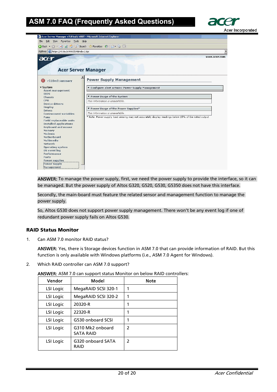 Asm 7.0 faq (frequently asked questions) | Acer ASM 7 User Manual | Page 20 / 32
