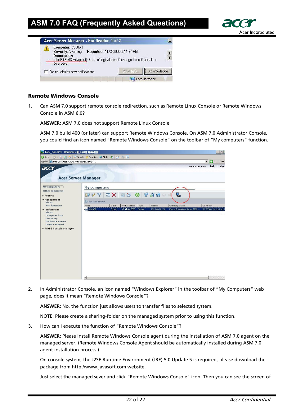 Asm 7.0 faq (frequently asked questions) | Acer ASM 7 User Manual | Page 22 / 32