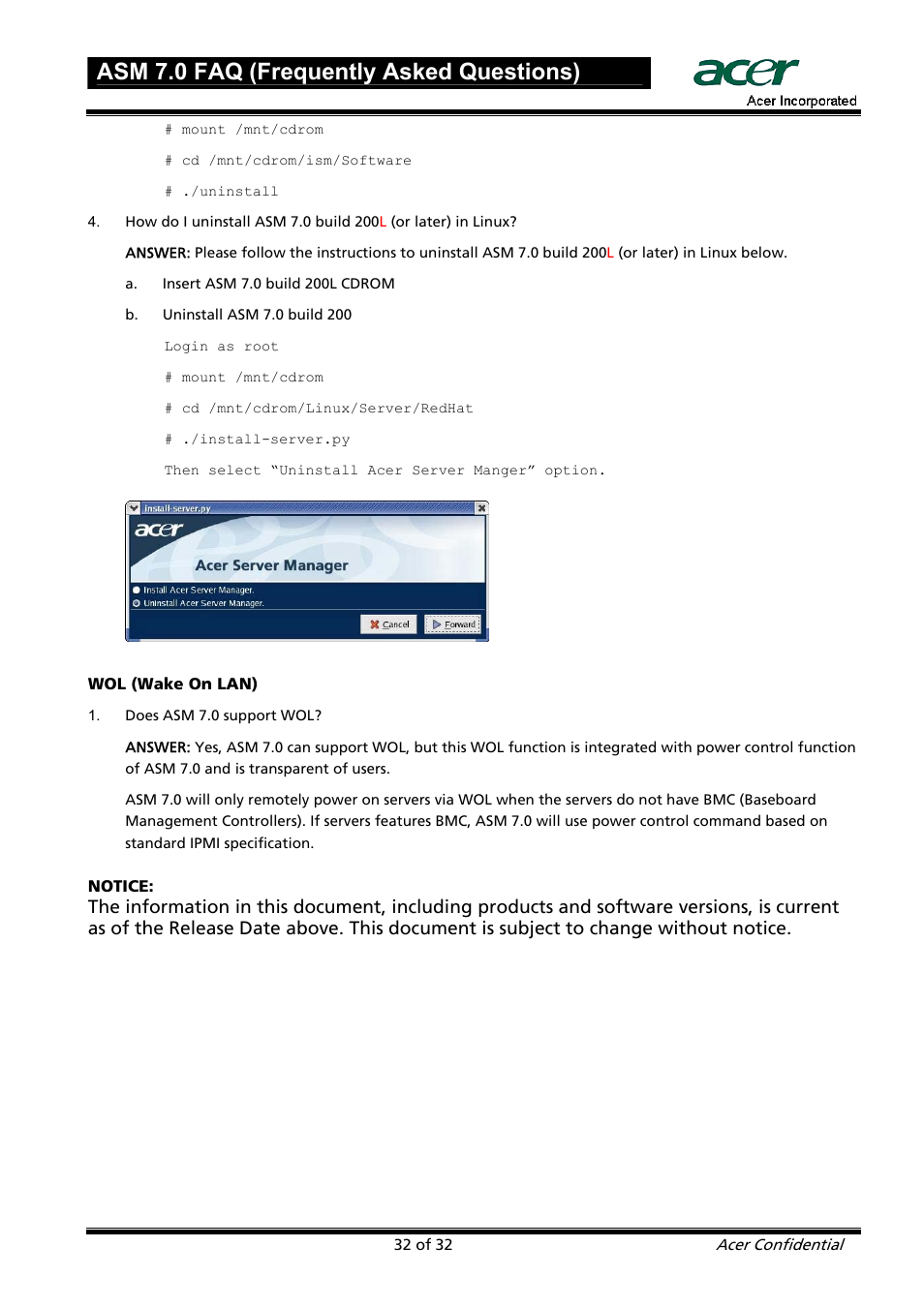 Asm 7.0 faq (frequently asked questions) | Acer ASM 7 User Manual | Page 32 / 32