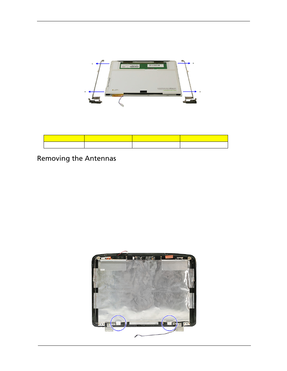 Removing the antennas | Acer 2920 User Manual | Page 103 / 170