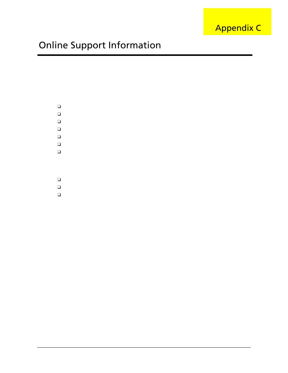 Online support information, Appendix c | Acer 2920 User Manual | Page 167 / 170