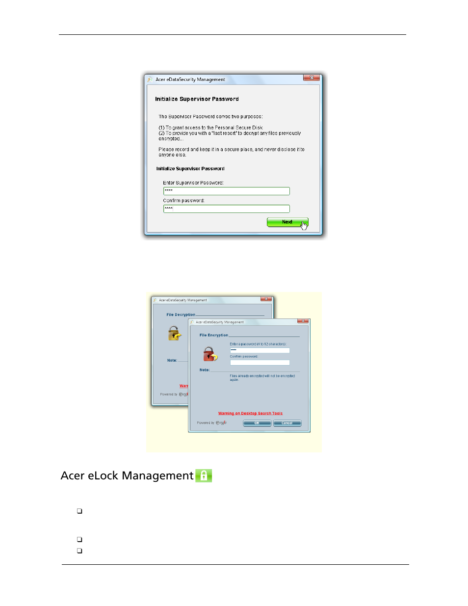 Acer elock management | Acer 2920 User Manual | Page 32 / 170