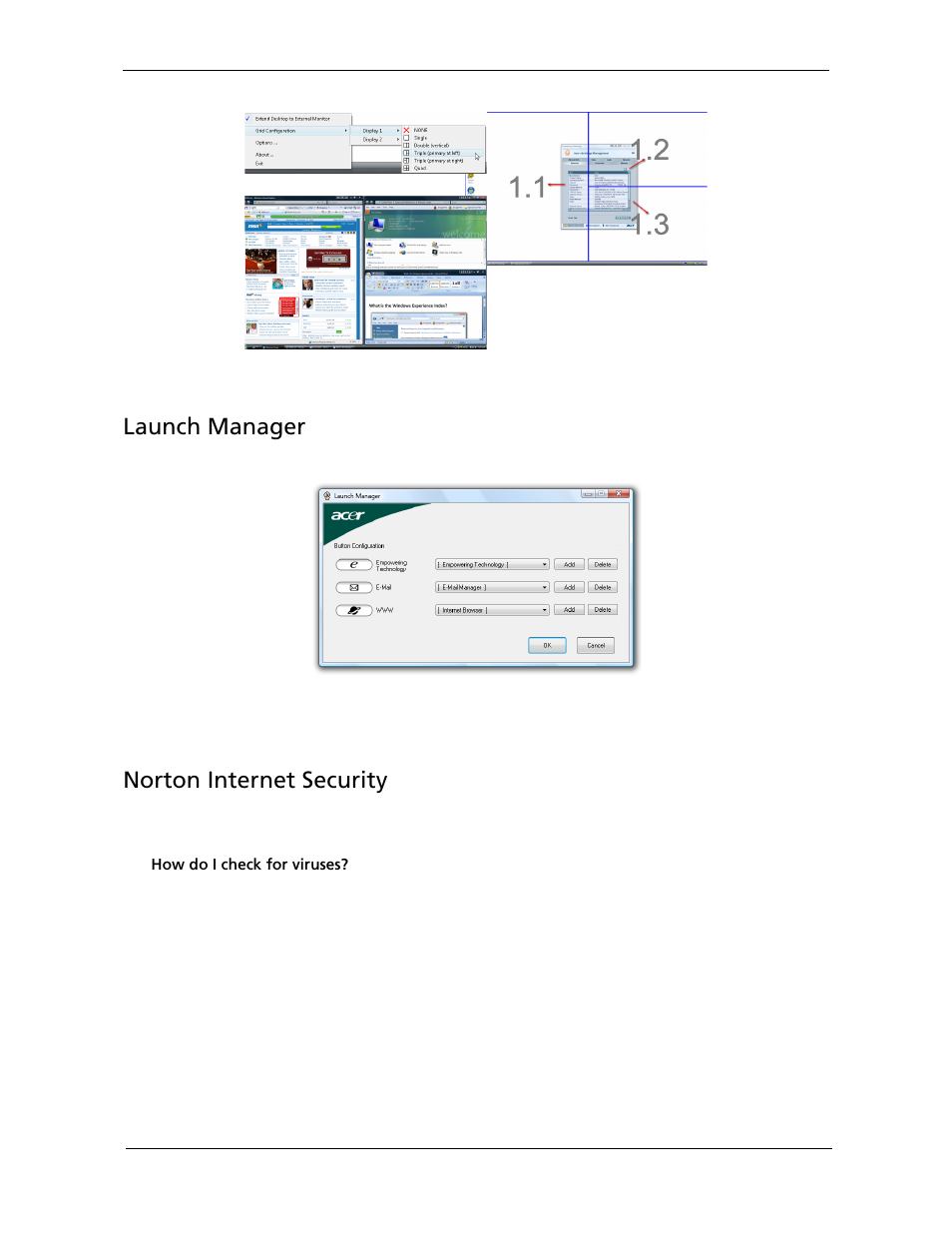 Launch manager, Norton internet security | Acer 2920 User Manual | Page 37 / 170