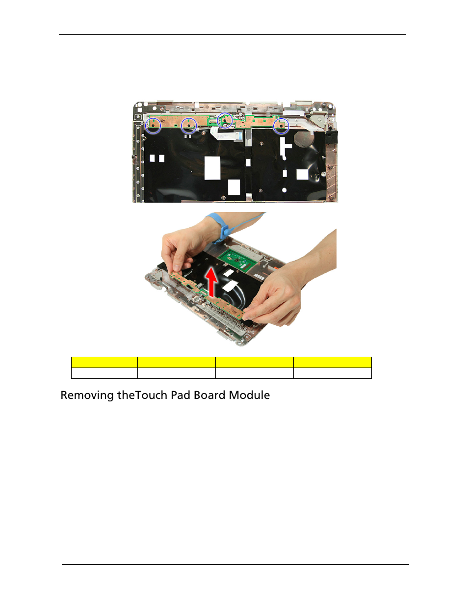 Removing thetouch pad board module | Acer 2920 User Manual | Page 88 / 170