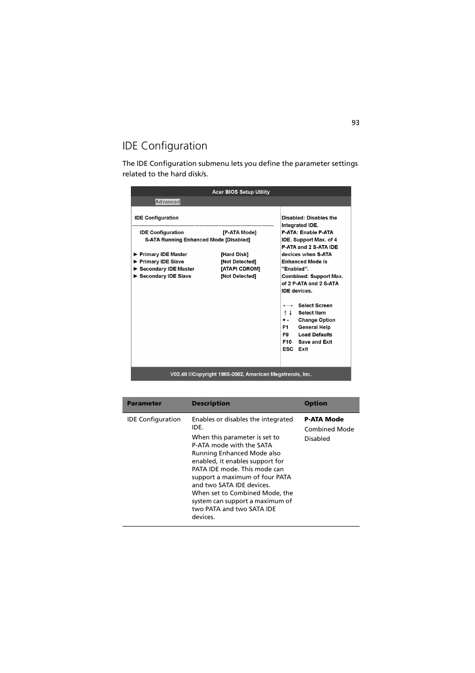 Ide configuration | Acer Altos G710 User Manual | Page 103 / 198