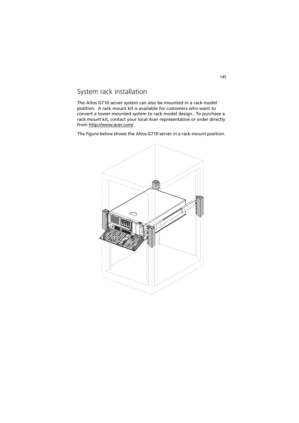 System rack installation | Acer Altos G710 User Manual | Page 155 / 198