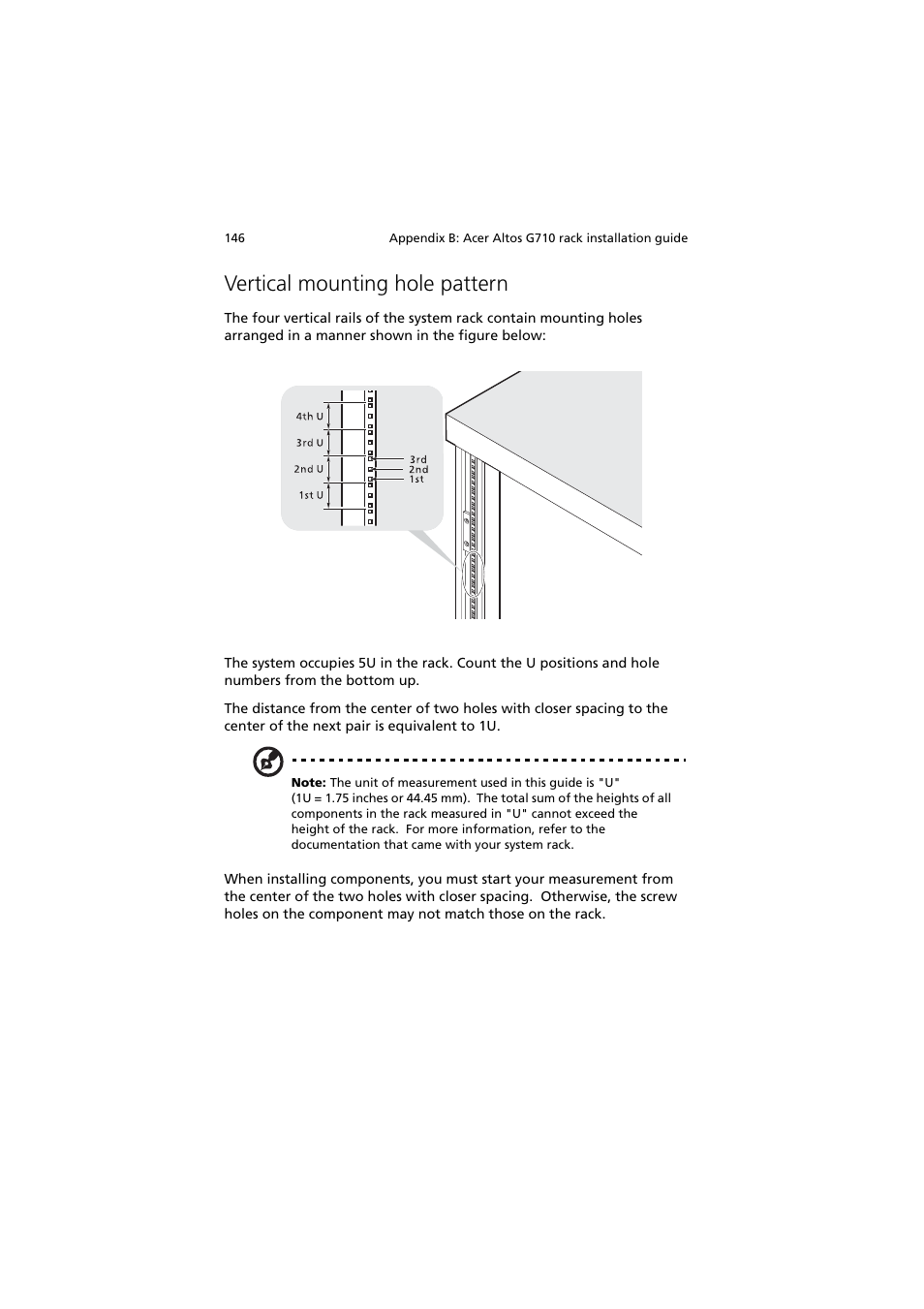 Vertical mounting hole pattern | Acer Altos G710 User Manual | Page 156 / 198