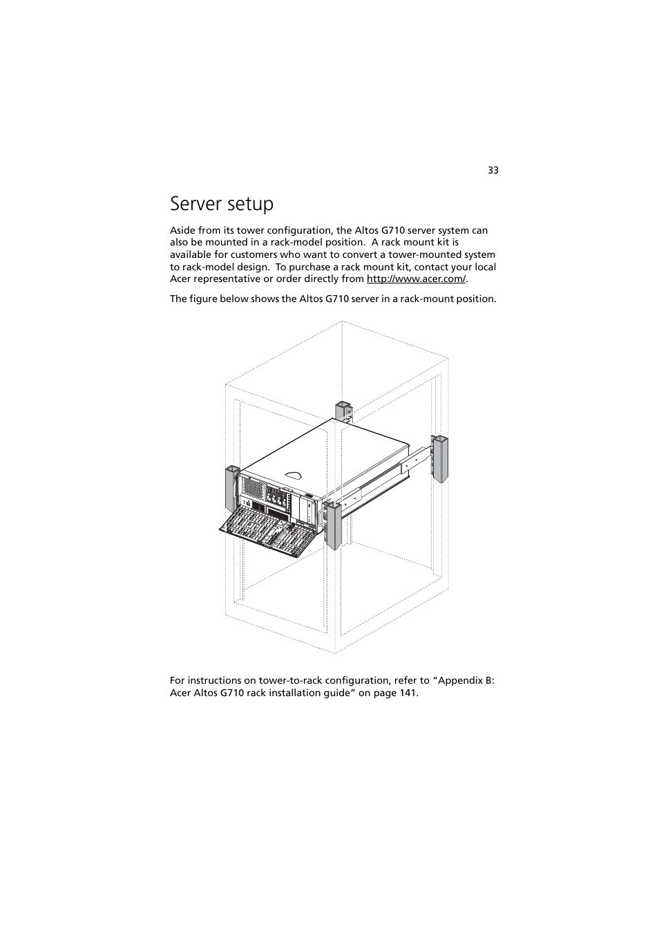 Server setup | Acer Altos G710 User Manual | Page 43 / 198