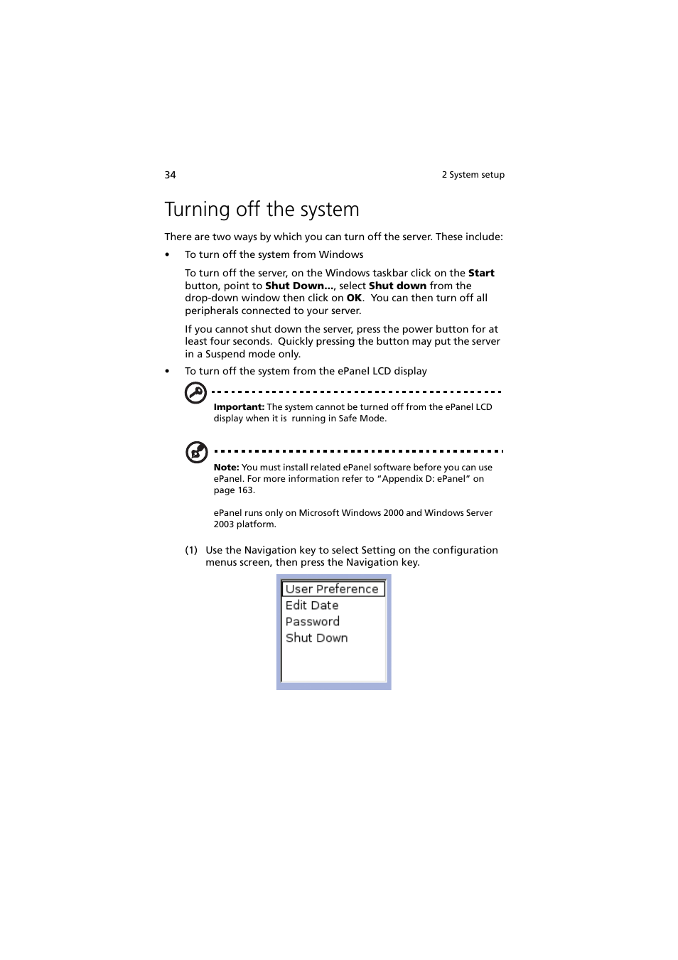 Turning off the system | Acer Altos G710 User Manual | Page 44 / 198