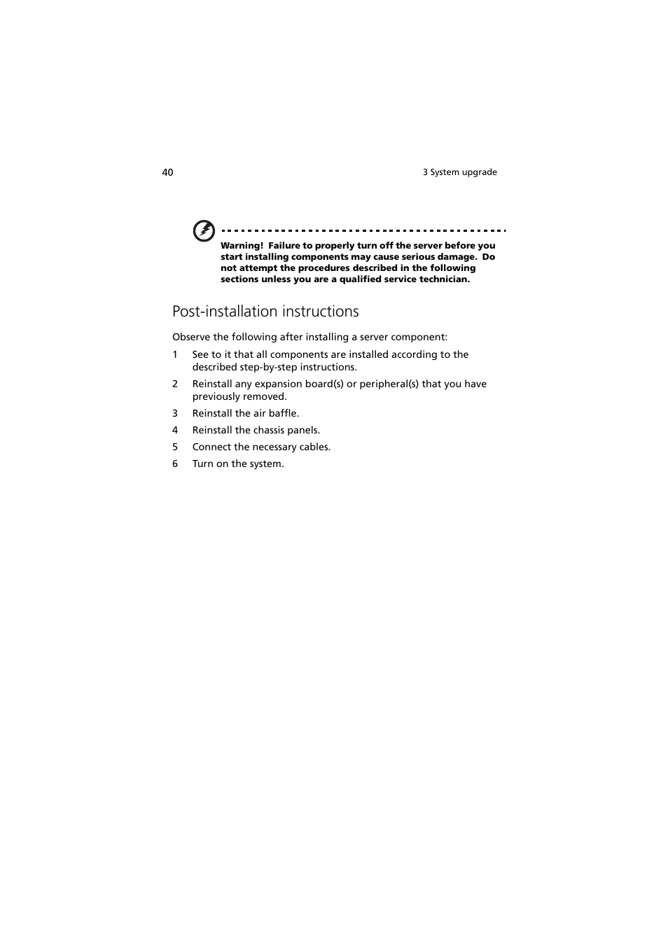 Post-installation instructions | Acer Altos G710 User Manual | Page 50 / 198