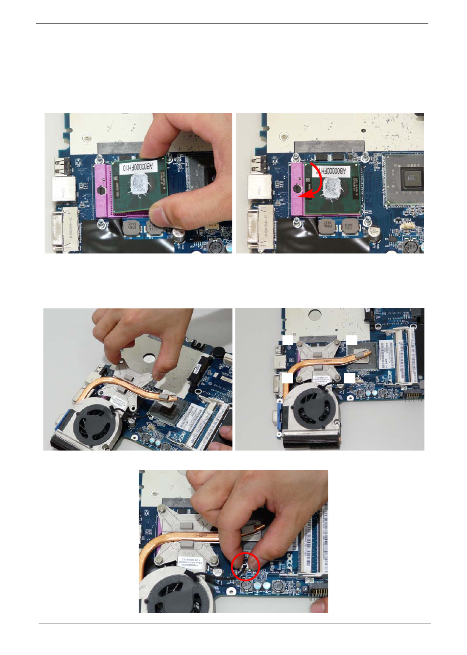 Main module reassembly procedure, Replacing the cpu replacing the thermal module | Acer 2930 User Manual | Page 114 / 250