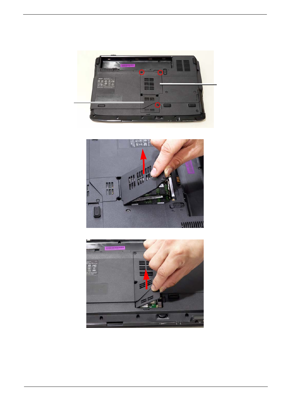 Removing the lower covers | Acer 2930 User Manual | Page 57 / 250