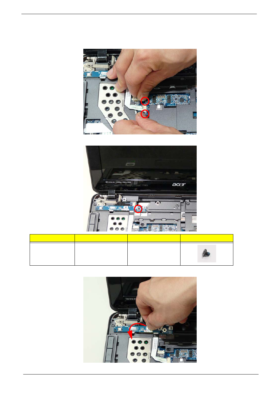 Removing the led board | Acer 2930 User Manual | Page 74 / 250