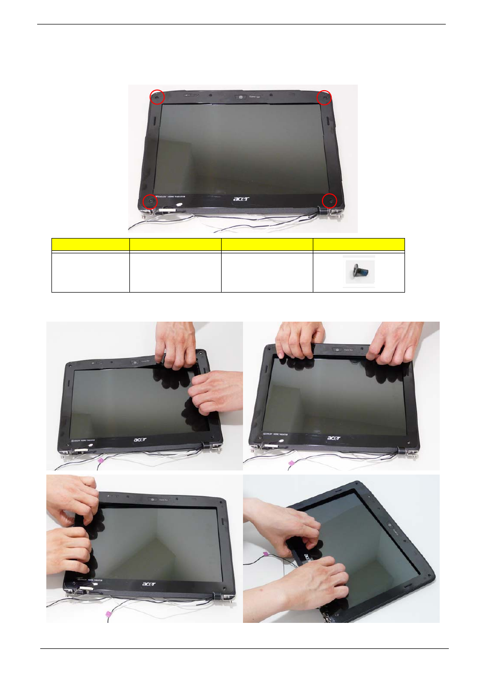 Removing the lcd bezel | Acer 2930 User Manual | Page 98 / 250