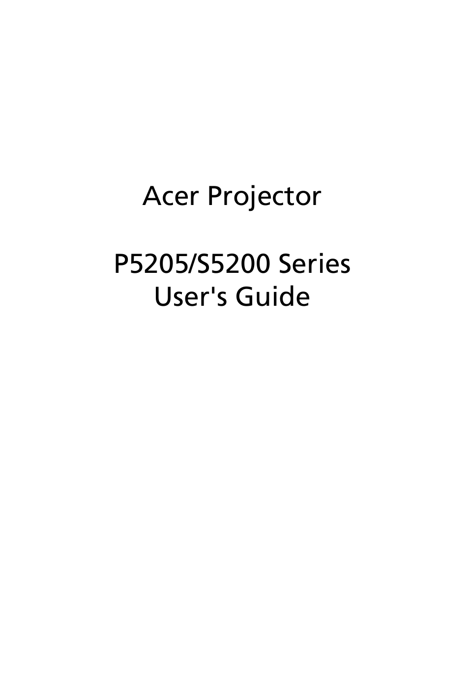 Acer P5205 User Manual | 59 pages