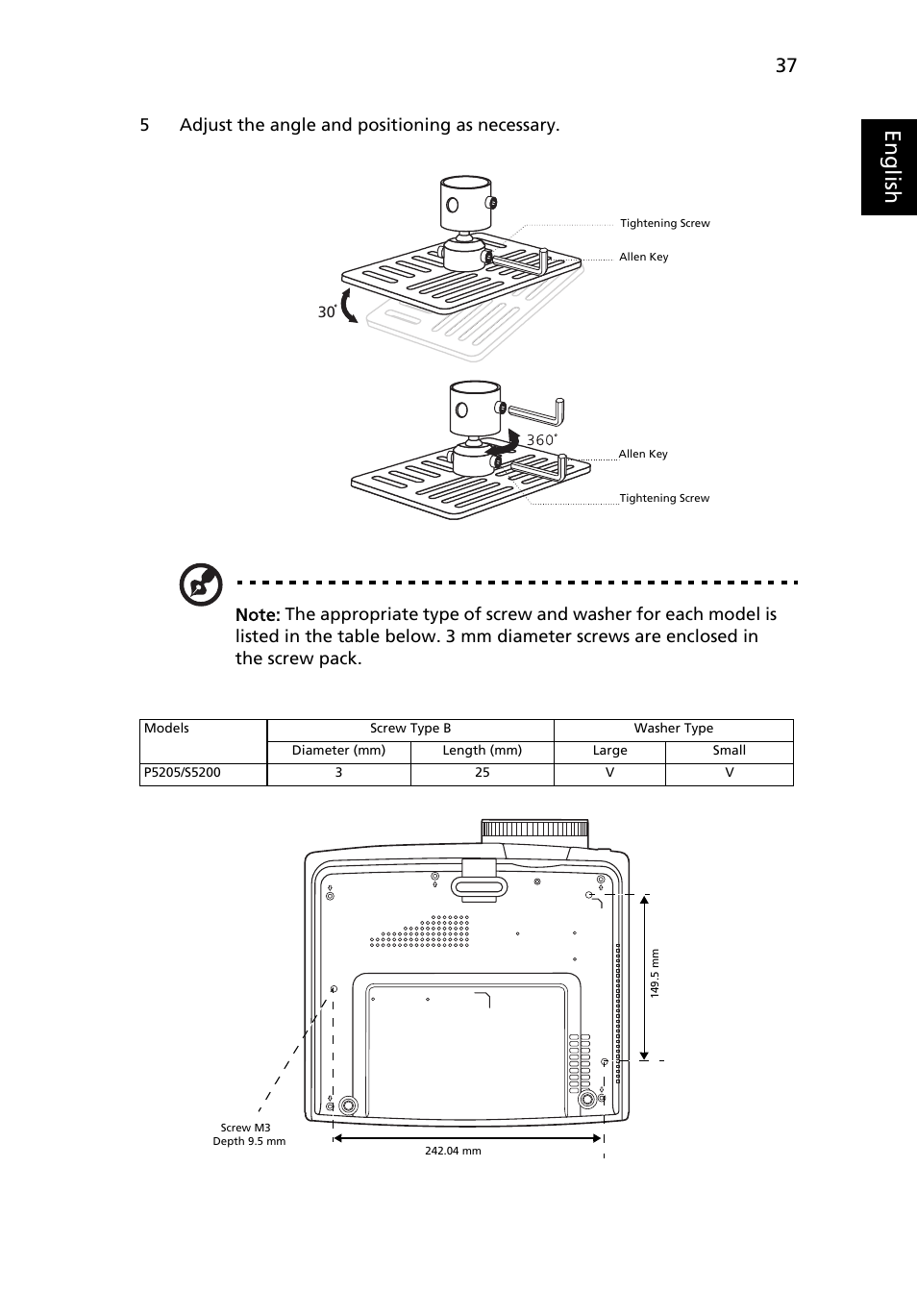 Eng lis h | Acer P5205 User Manual | Page 47 / 59