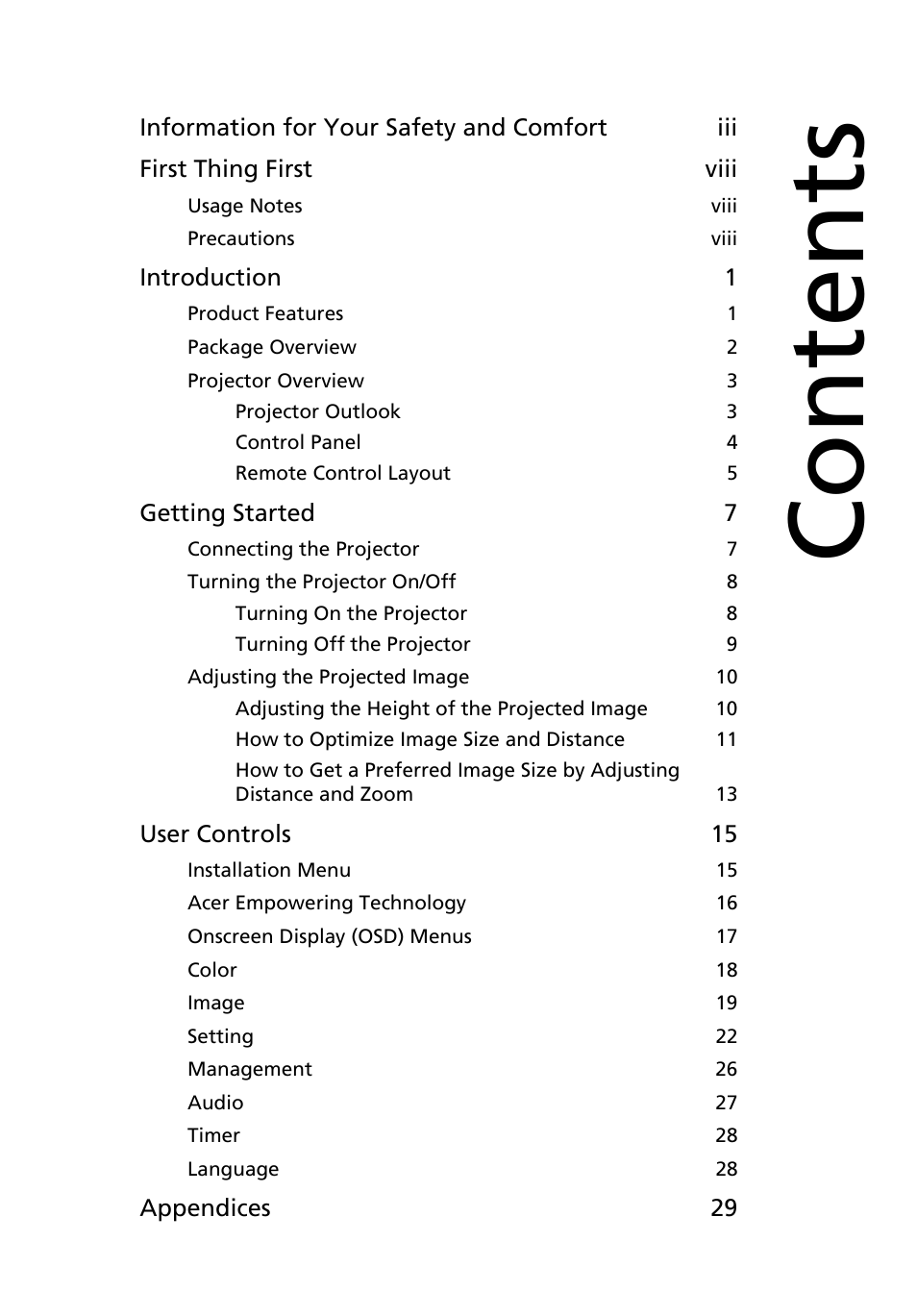 Acer P5205 User Manual | Page 9 / 59