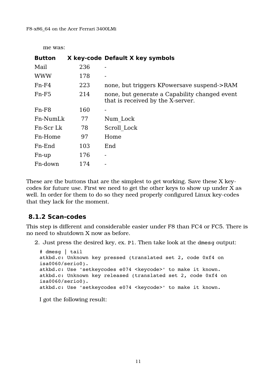 2 scan-codes | Acer 3400LMI User Manual | Page 11 / 56