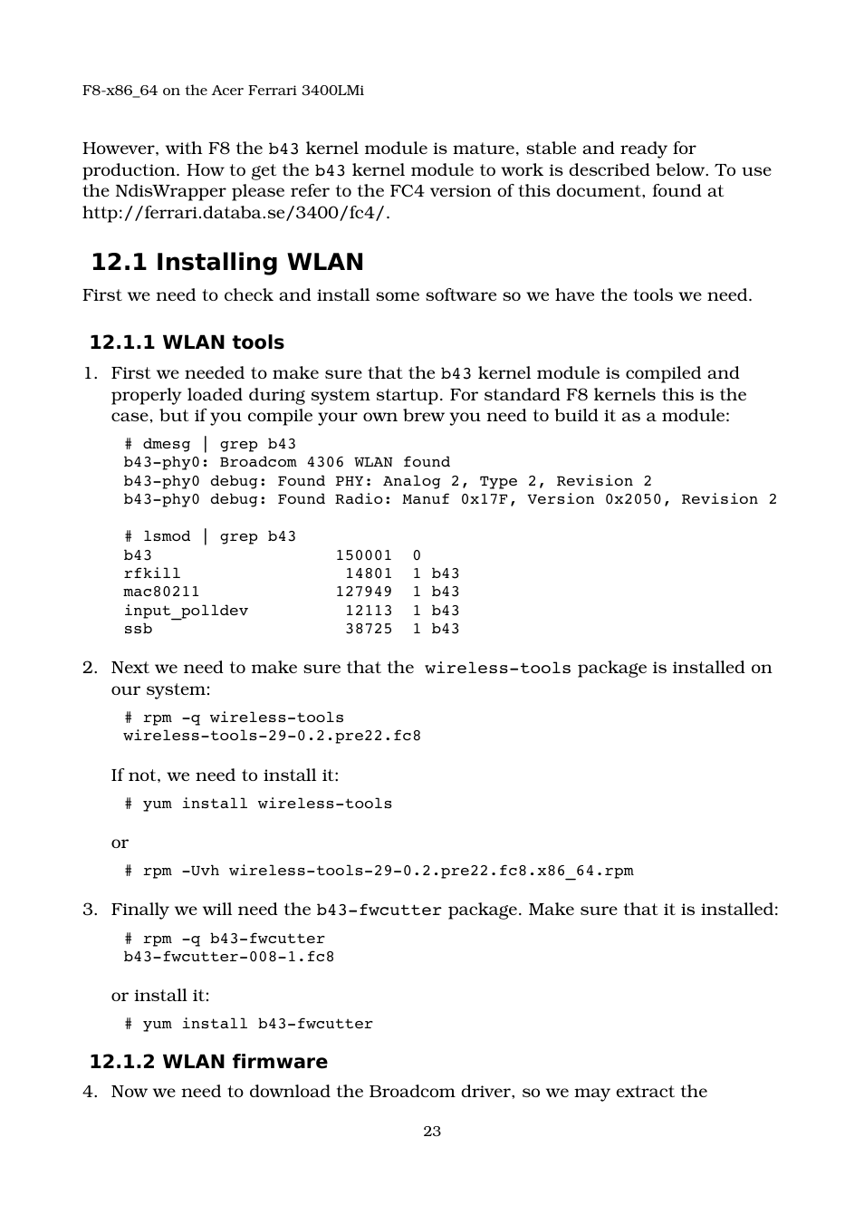 1 installing wlan, 1 wlan tools, 2 wlan firmware | Acer 3400LMI User Manual | Page 23 / 56