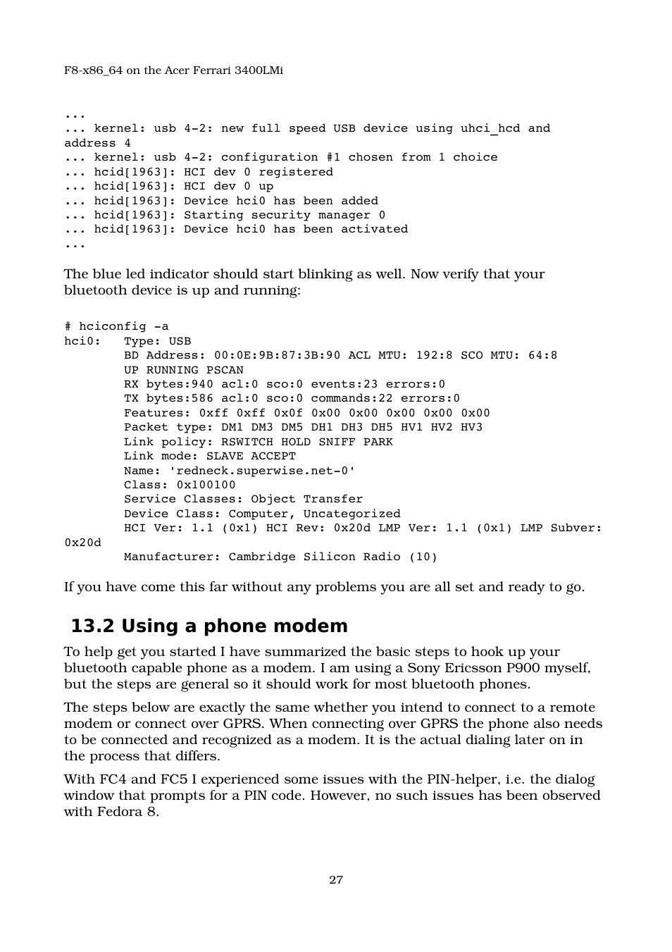 2 using a phone modem | Acer 3400LMI User Manual | Page 27 / 56