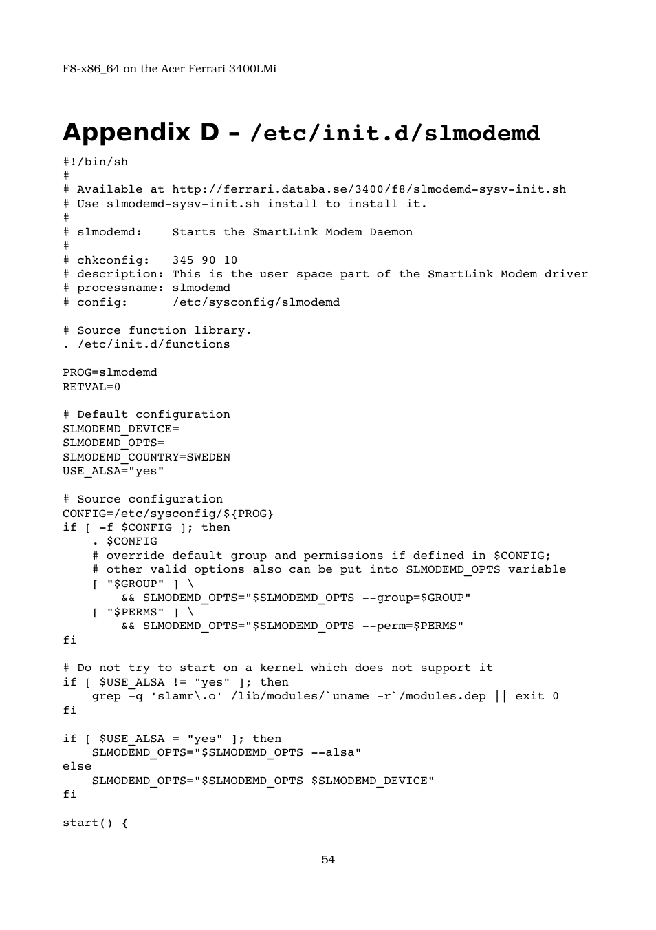 Appendix d – /etc/init.d/slmodemd | Acer 3400LMI User Manual | Page 54 / 56