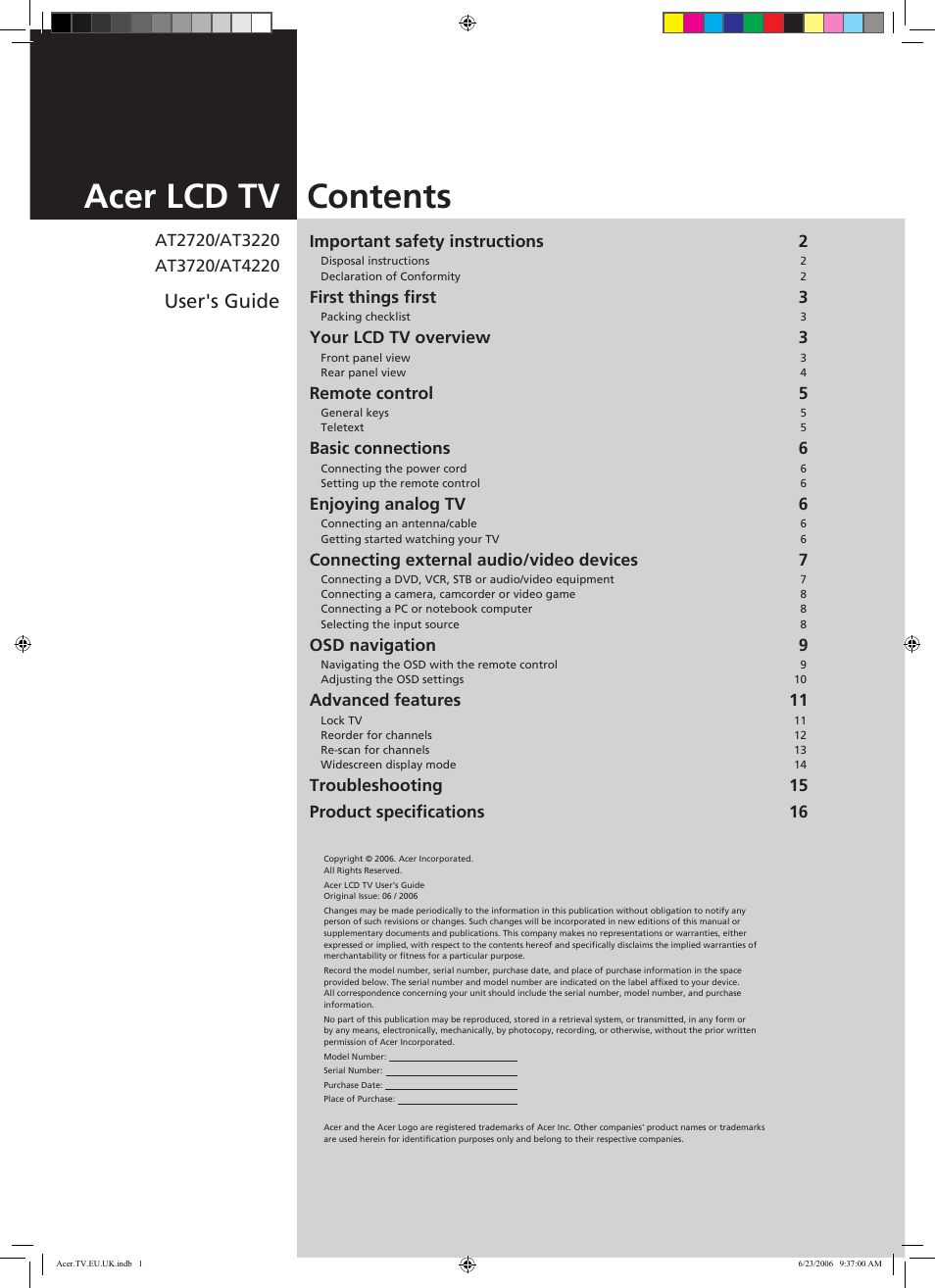 Acer AT3220 User Manual | 16 pages