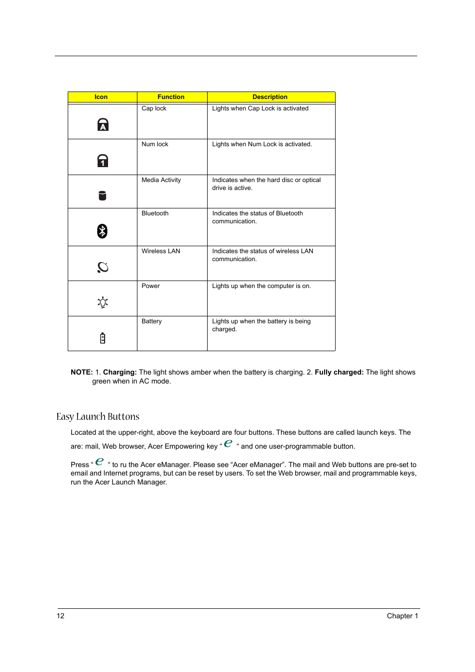 Easy launch buttons | Acer 3600/5500 User Manual | Page 18 / 110