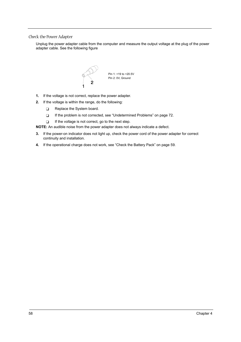 Check the power adapter | Acer 3600/5500 User Manual | Page 64 / 110