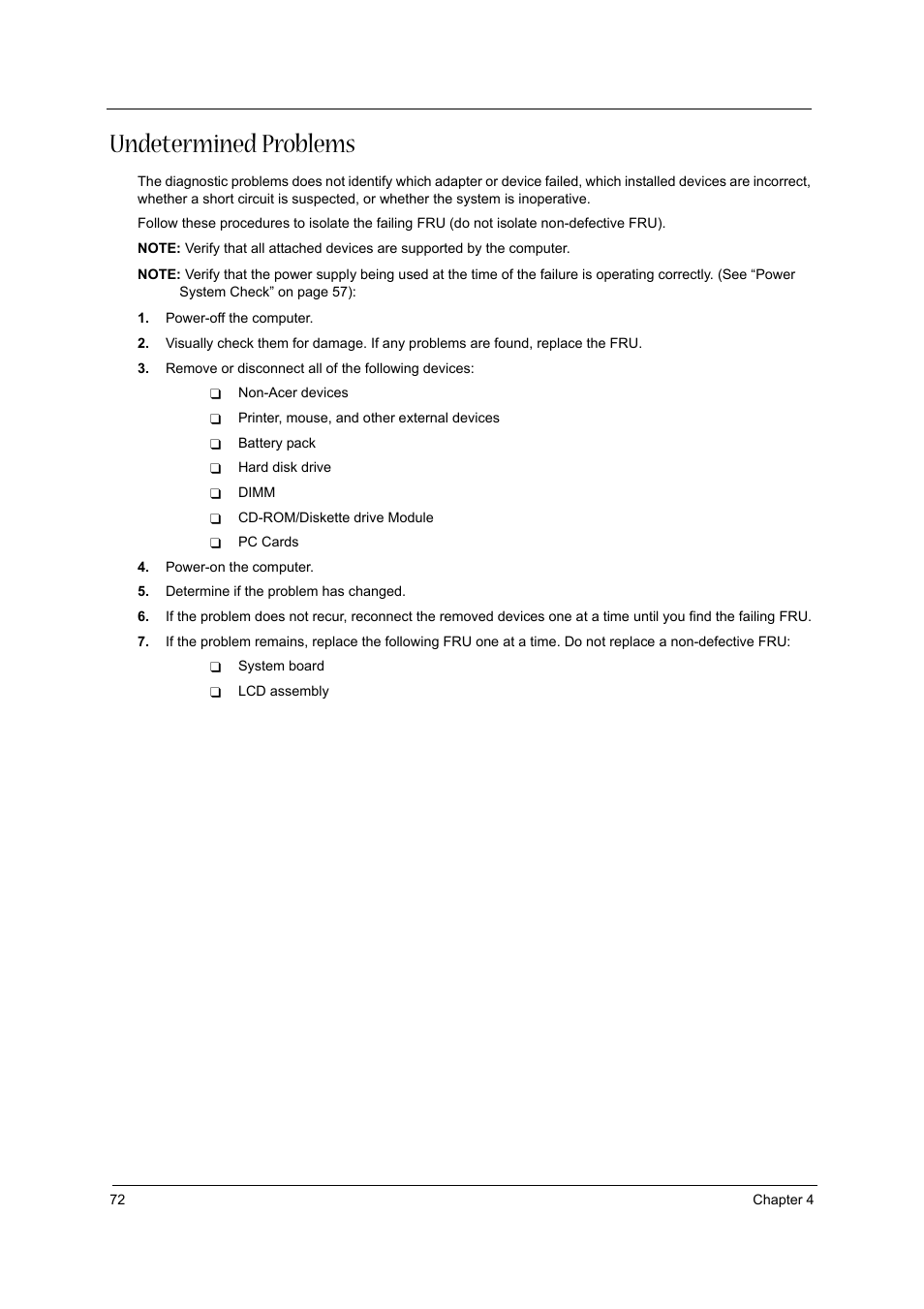 Undetermined problems | Acer 3600/5500 User Manual | Page 78 / 110