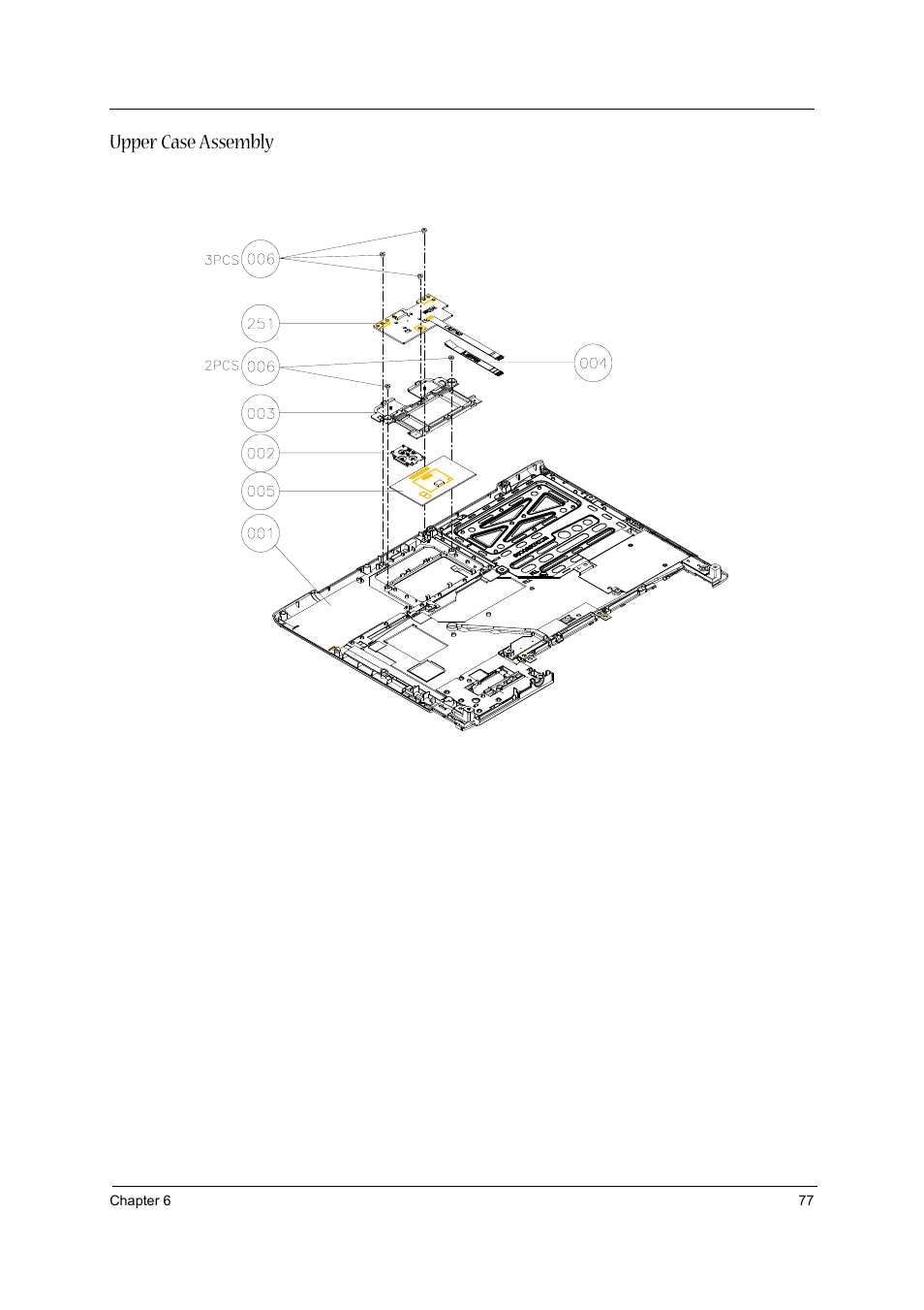 Upper case assembly | Acer 3600/5500 User Manual | Page 83 / 110