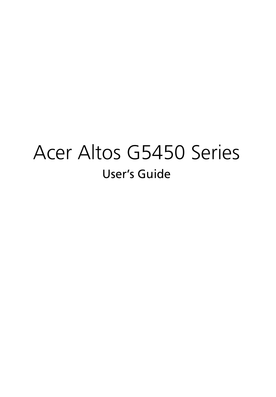 Acer Altos G5450 Series User Manual | 150 pages