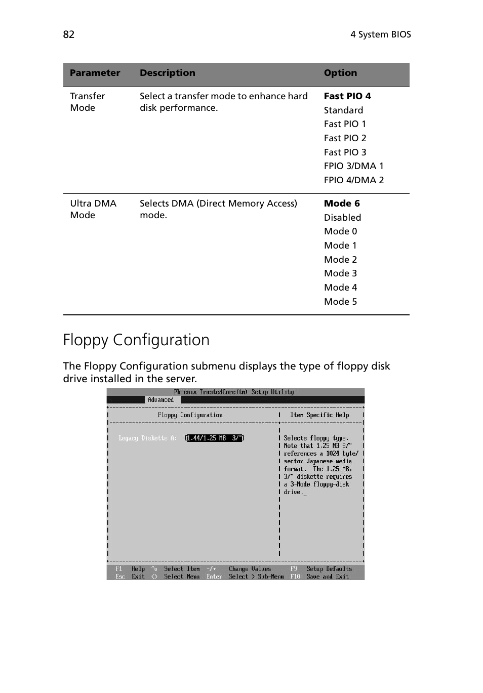 Floppy configuration | Acer Altos G5450 Series User Manual | Page 100 / 150