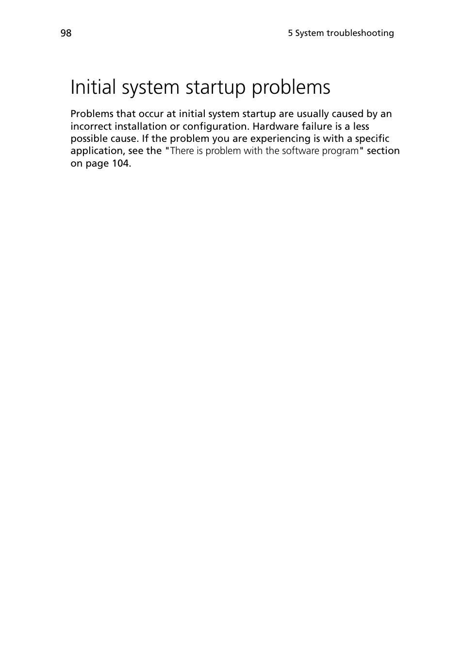 Initial system startup problems | Acer Altos G5450 Series User Manual | Page 116 / 150