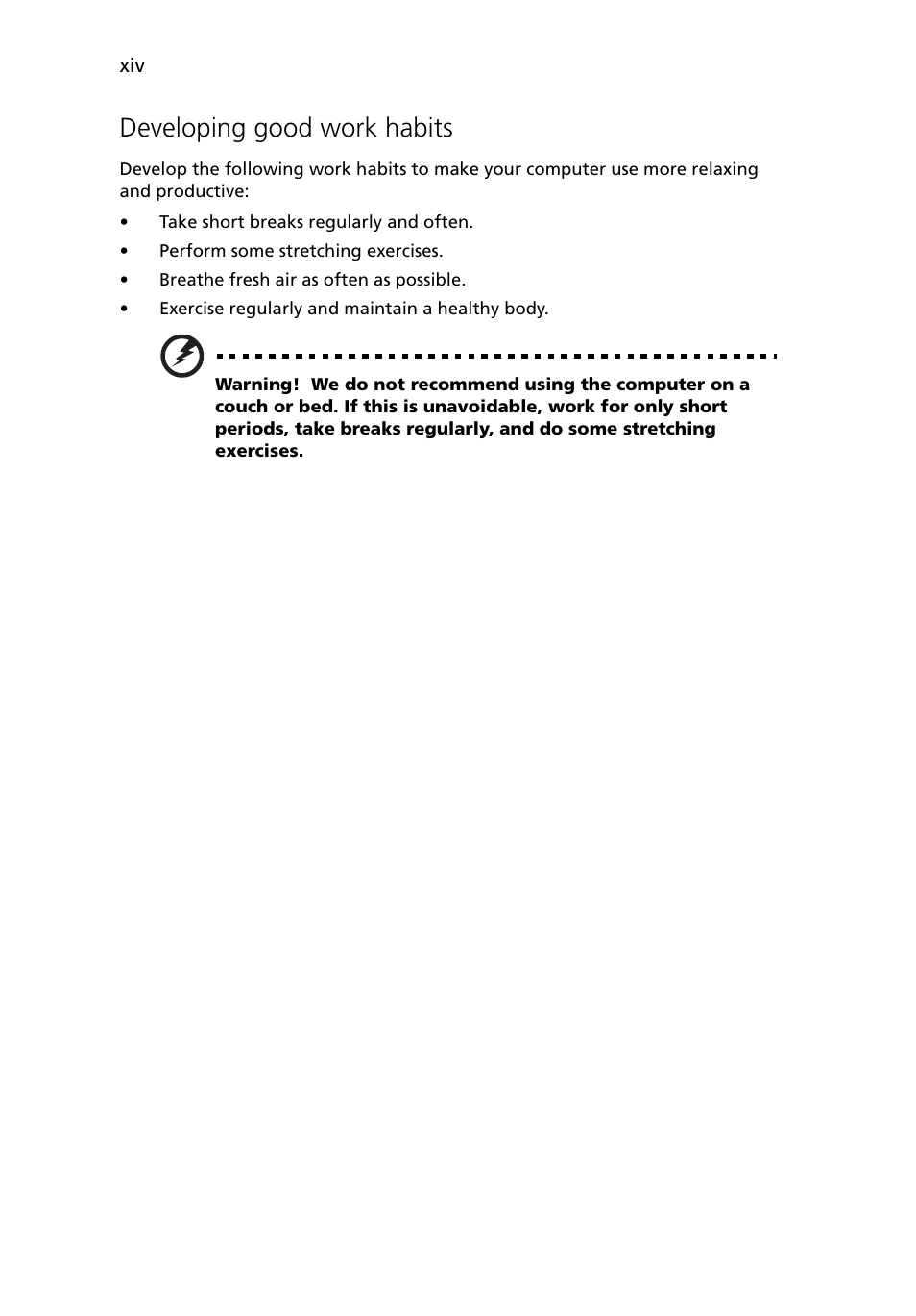 Developing good work habits | Acer Altos G5450 Series User Manual | Page 14 / 150