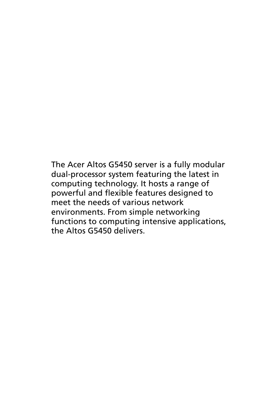 Acer Altos G5450 Series User Manual | Page 20 / 150