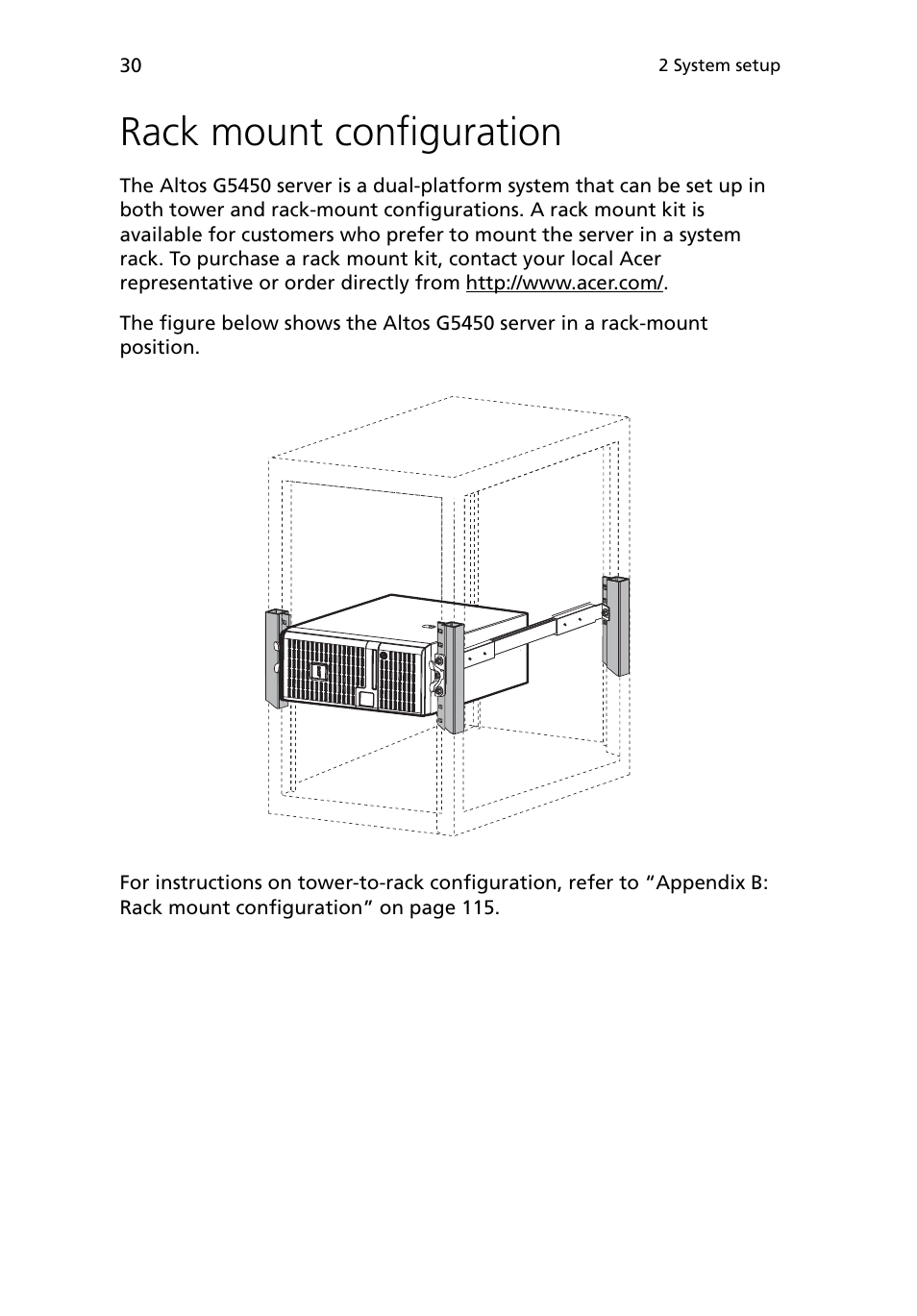 Rack mount configuration | Acer Altos G5450 Series User Manual | Page 48 / 150