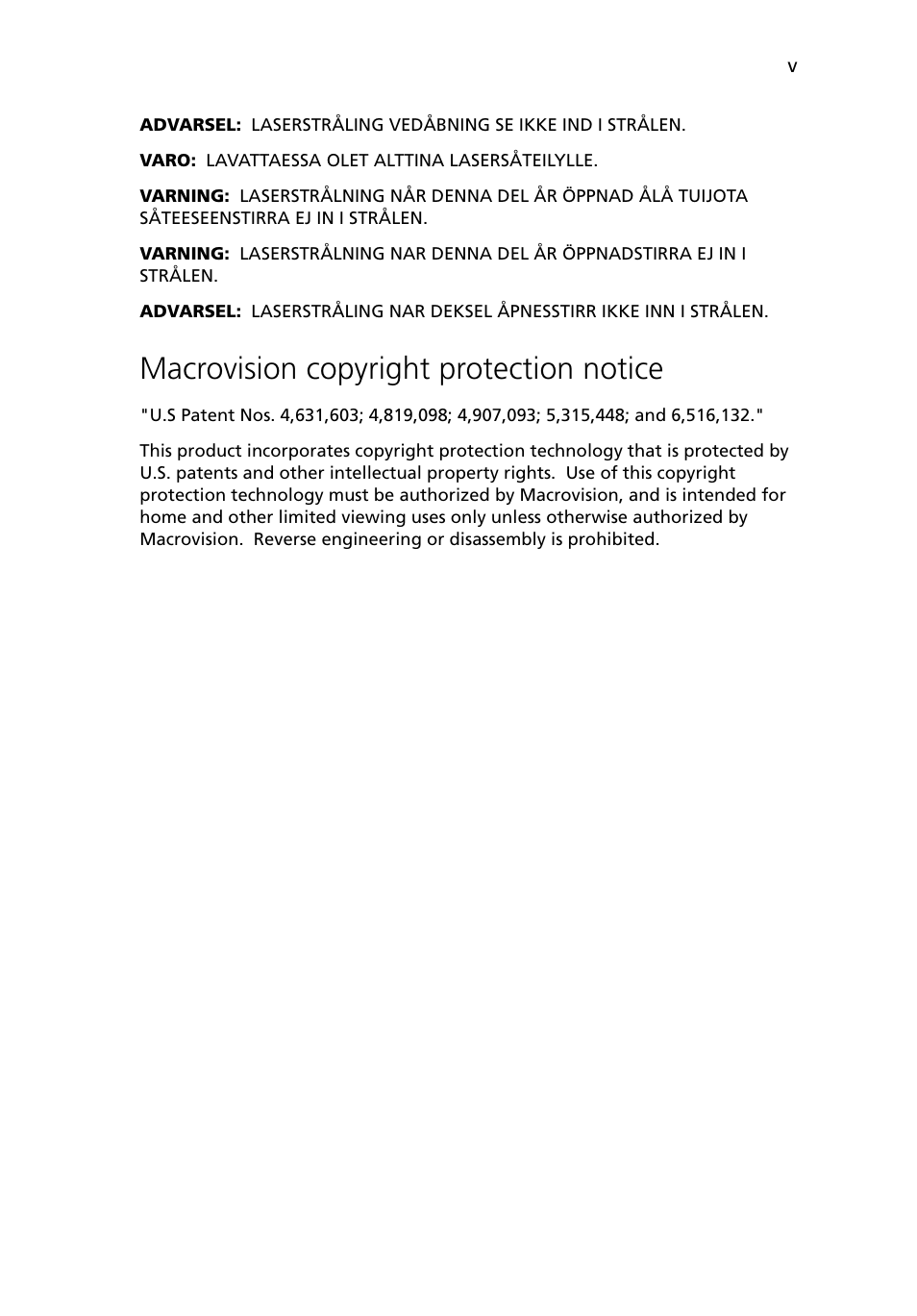 Macrovision copyright protection notice | Acer Altos G5450 Series User Manual | Page 5 / 150