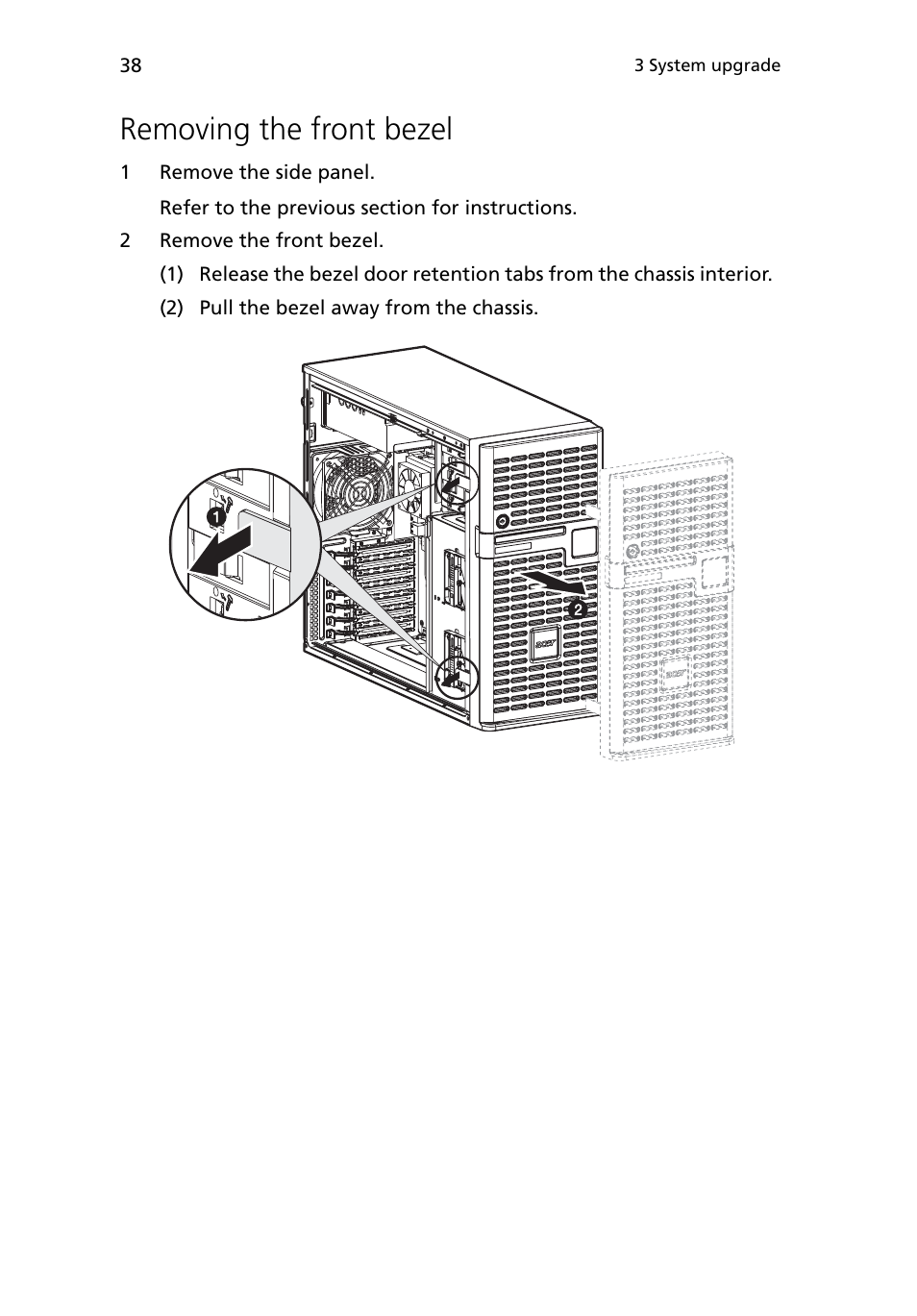 Removing the front bezel | Acer Altos G5450 Series User Manual | Page 56 / 150