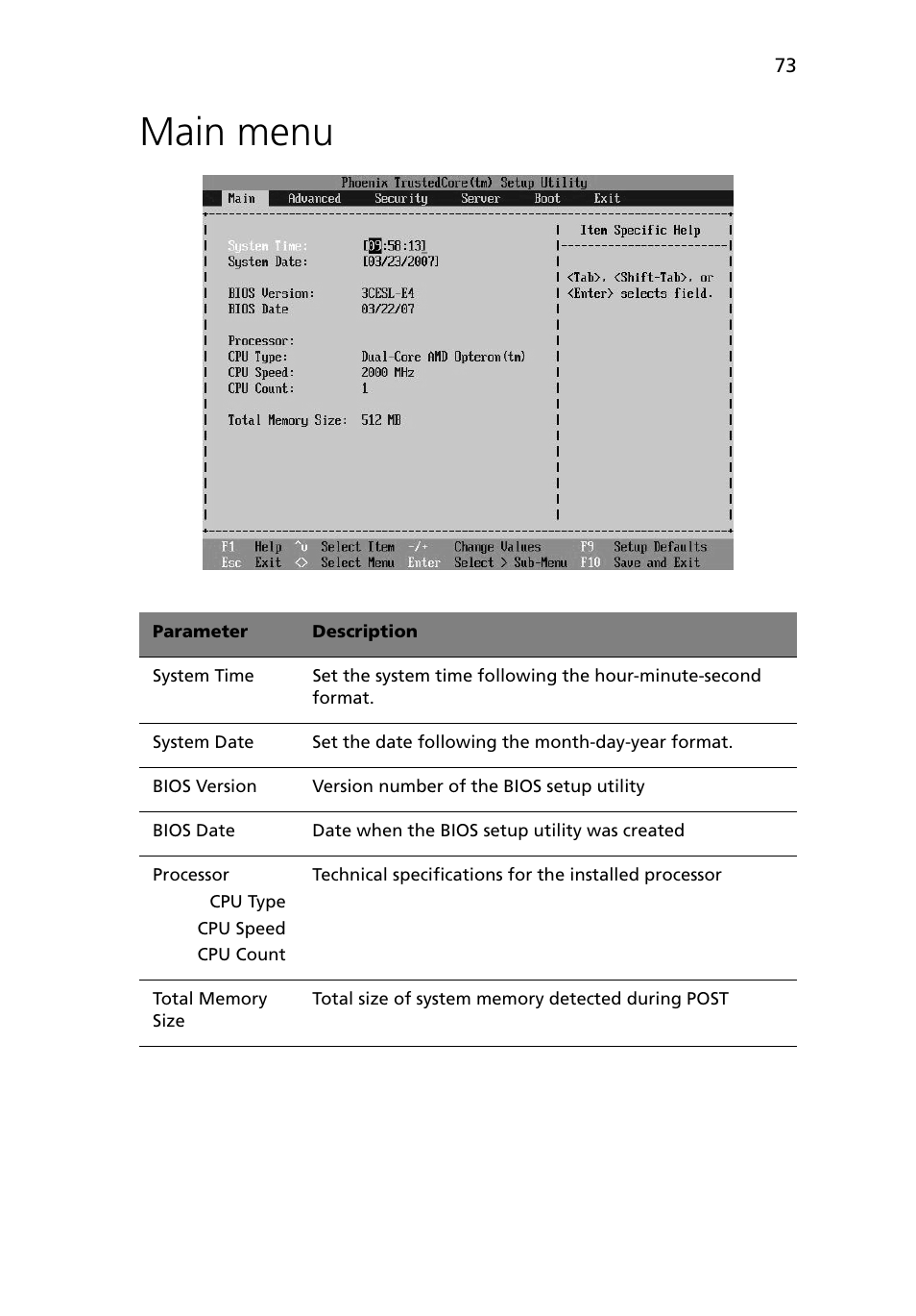 Main menu | Acer Altos G5450 Series User Manual | Page 91 / 150