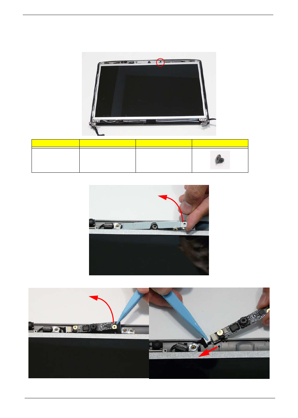 Removing the camera module | Acer 4740G User Manual | Page 108 / 218