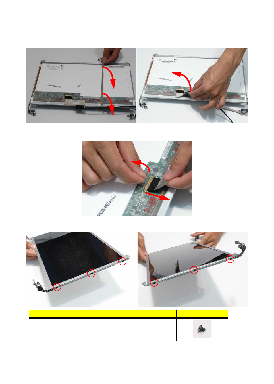 Removing the lcd brackets and cable | Acer 4740G User Manual | Page 111 / 218