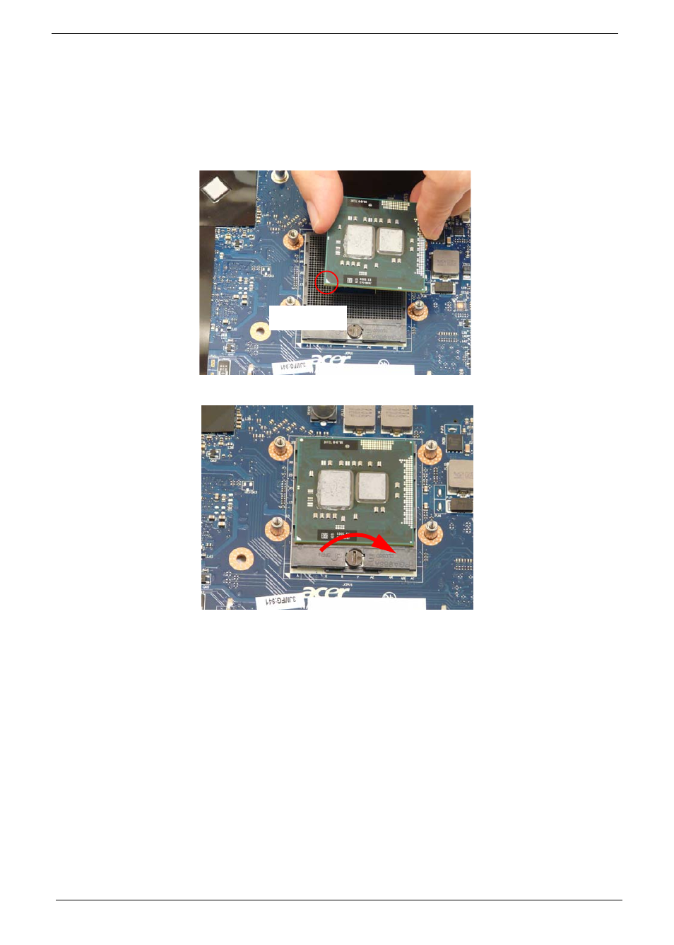 Main module reassembly procedure, Replacing the cpu | Acer 4740G User Manual | Page 122 / 218